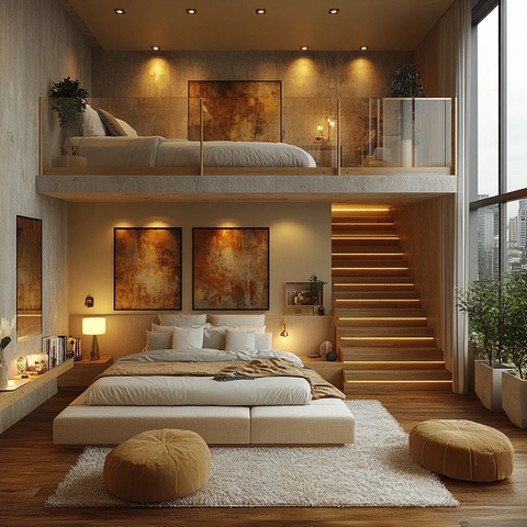 现代阁楼卧室套房设计