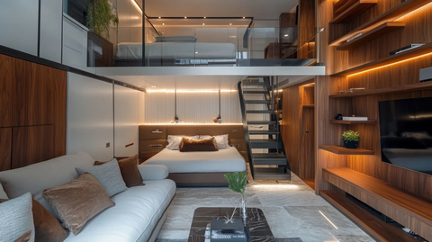 木质元素双人床公寓空间