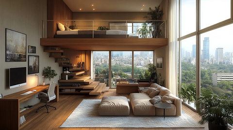 木质阁楼与城市景观公寓