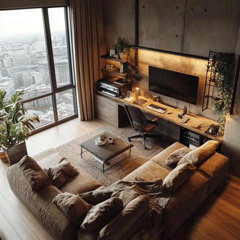 小公寓书桌与型沙发