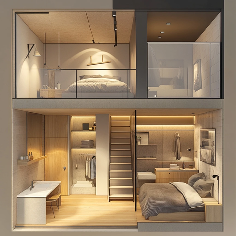 两层公寓入口楼梯布局