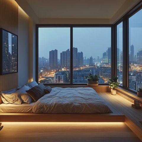 角落窗景城市夜景