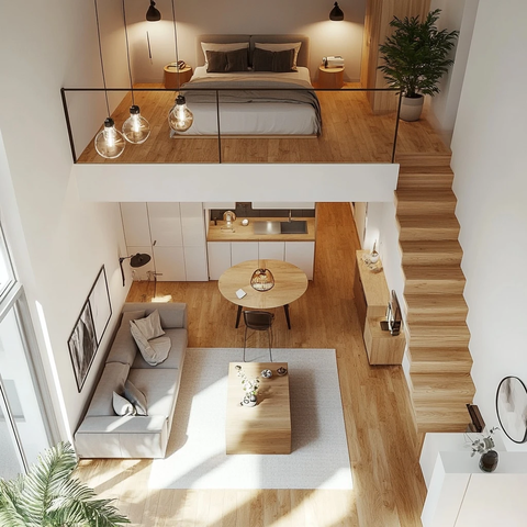 双层阁楼公寓客厅厨房卧室