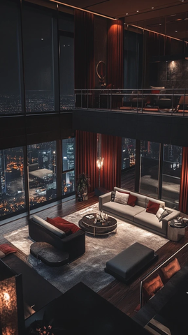 豪华客厅夜景