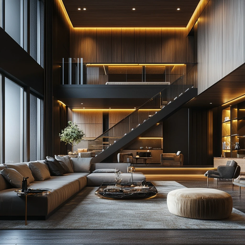 木钢现代客厅灯光设计