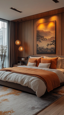 宁静卧室温暖黄昏氛围