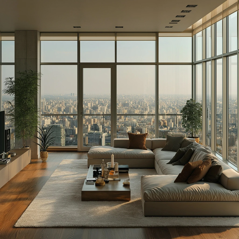 全景城市客厅自然光