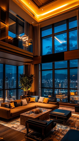 豪华客厅夜景