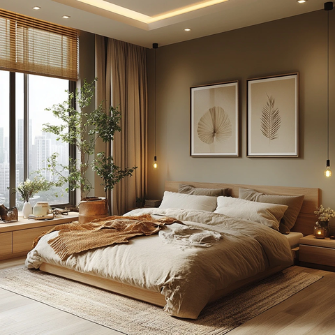 简约灰褐色调卧室设计