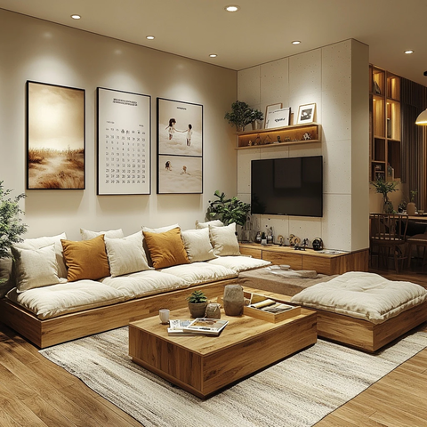 简朴客厅夜晚温馨时刻