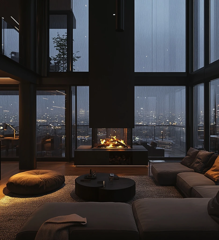 雨夜壁炉豪华客厅