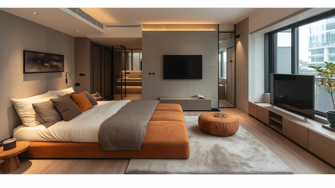 灰色墙面木地板玻璃门公寓