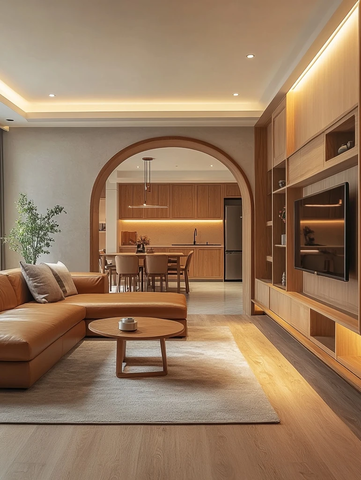 中式客厅木地板暖色调设计