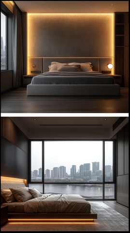 低床软头板灰色墙板装饰