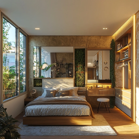 卧室床与梳妆台