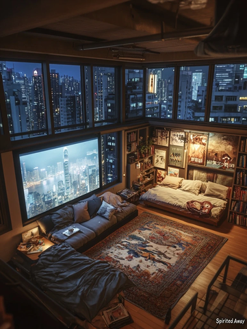 复式公寓客厅卧室投影电影