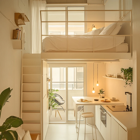 阁楼床边小厨房阳台布局
