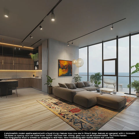 开放式厨房与海景客厅