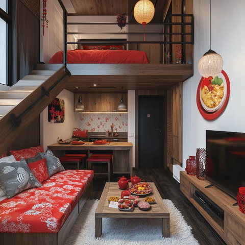 红色喜庆年夜晚餐布置