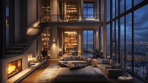 大窗夜景楼梯卧室