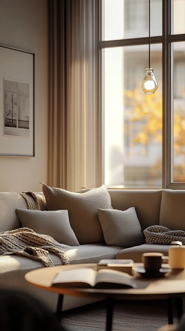 舒适客厅与自然光布置
