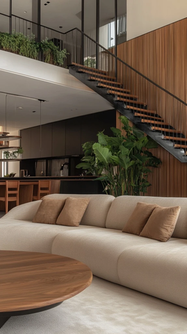 木质楼梯客厅用餐厨房