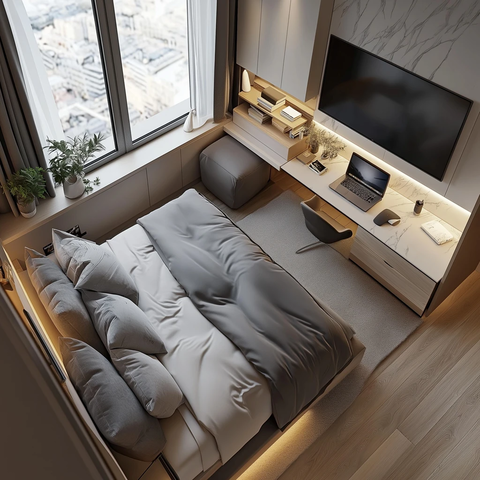 卧室床头沙发窗边工作台