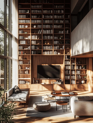 木质书架餐桌客厅阳光