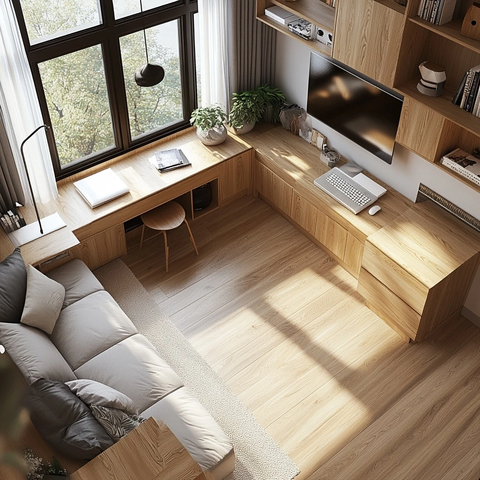 实木地板柜桌面俯视图