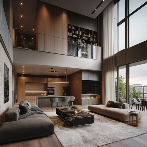 复式公寓客厅厨房设计