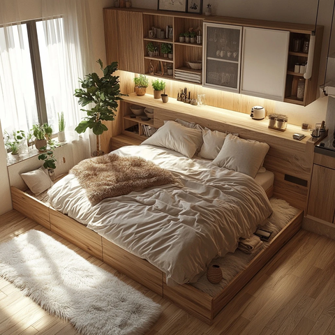 中性色调多功能卧室