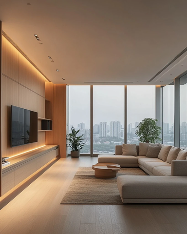 木地板客厅电视墙橱柜布局