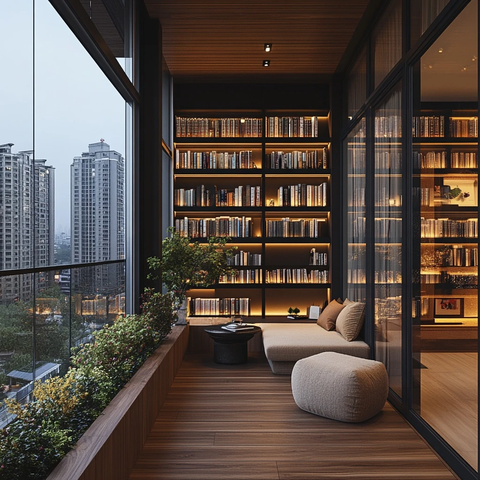 现代办公书香阳台景观