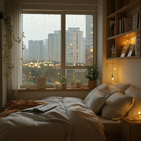 雨天窗内温馨家居