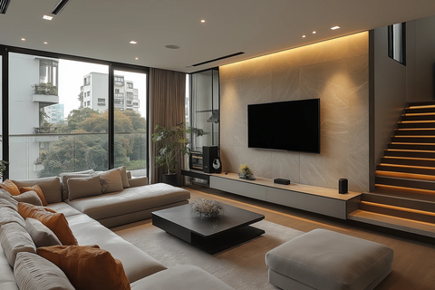 白色墙壁现代电视柜