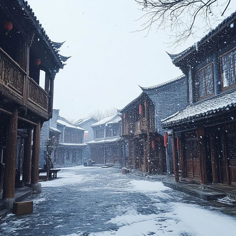 雪落古院