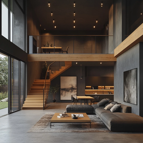 木梯玻璃墙客厅设计