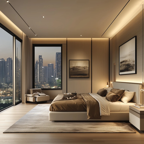 中性色调现代卧室
