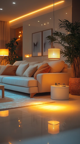 客厅沙发茶几晚间