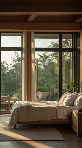 主卧大窗木饰清晨阳光