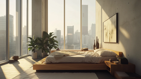 混凝土床与边桌城市景观