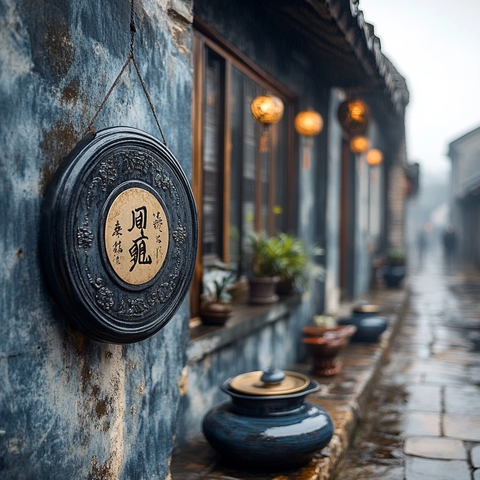 古墙挂饰与陶罐