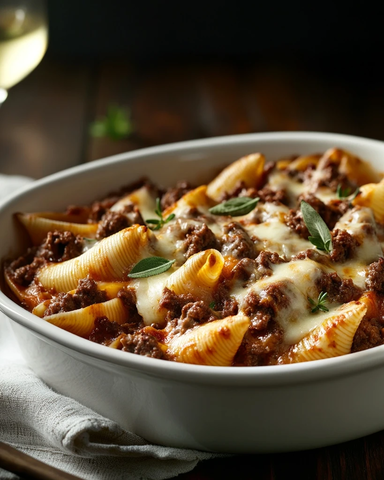 奶油里科塔牛肉填馅贝壳面