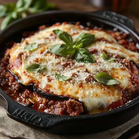 蛋茄牛肉奶酪千层面盘