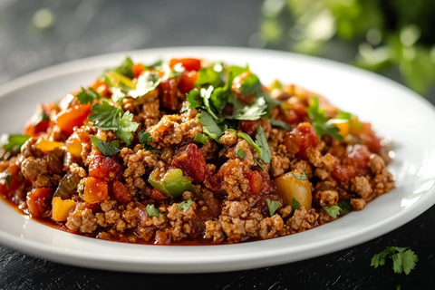 牛肉碎炖菜精致摆盘