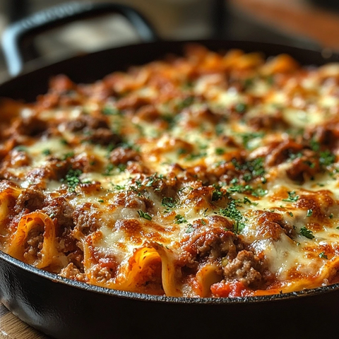 平底锅千层面特写