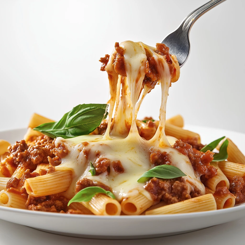 白色盘子上的意大利面配肉酱