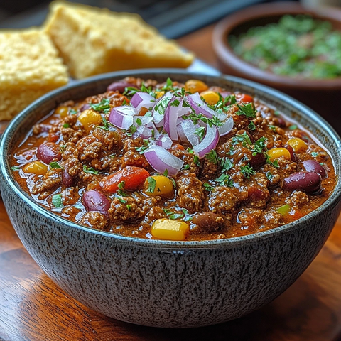 牛肉豆子蔬菜番茄辣酱玉米面包