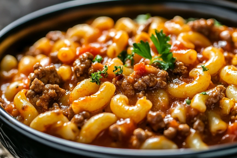 牛肉通心粉近距离特写