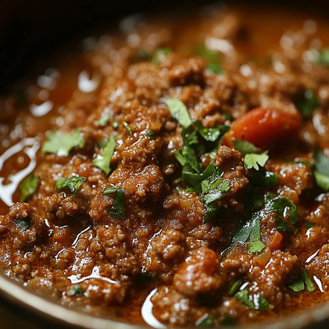 咖喱肉末细腻纹理特写